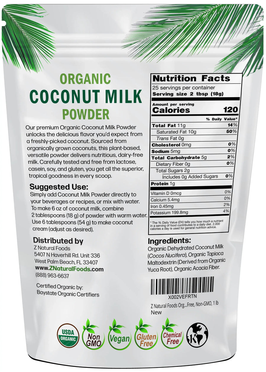Back of the bag image of Coconut Milk Powder - Organic 1 lb