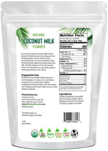 Back of the bag image of Coconut Milk Powder - Organic 1 lb
