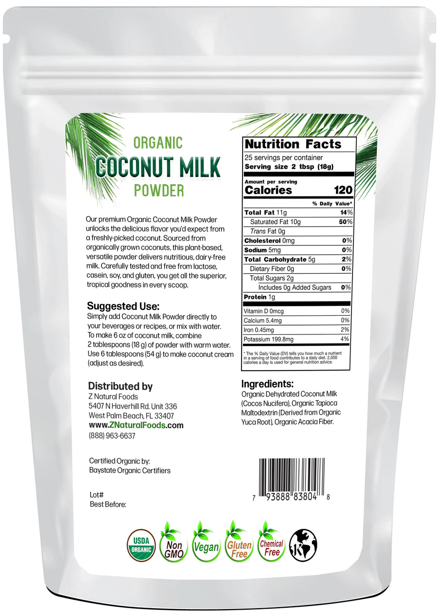 Back of the bag image of Coconut Milk Powder - Organic 1 lb