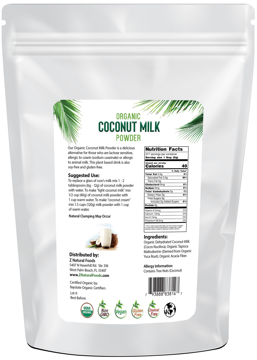 Back of the bag image of Coconut Milk Powder - Organic 5 lb