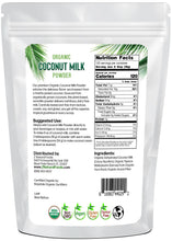 Back of the bag image of Coconut Milk Powder - Organic 5 lb