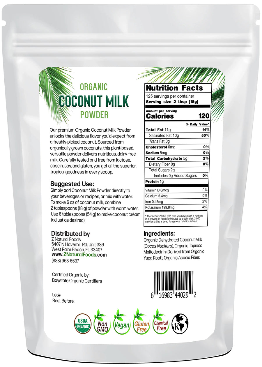 Back of the bag image of Coconut Milk Powder - Organic 5 lb