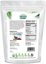 Back of the bag image of Coconut - Shredded, Raw Organic 5 lb