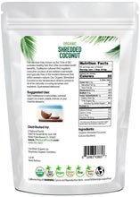 Back of the bag image of Coconut - Shredded, Raw Organic 1 lb