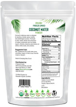 5 lb Coconut Water Powder - Organic Freeze Dried back of bag image