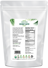 5 lb Coconut Water Powder - Organic Freeze Dried back of bag image