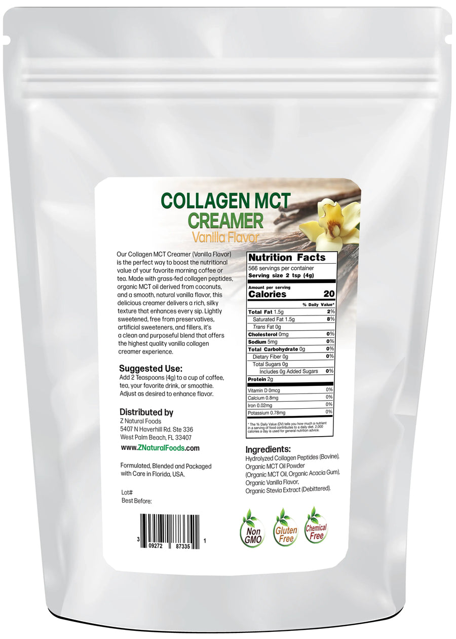 Photo of back of 5 lb bag of Collagen Creamer (Vanilla Flavor)