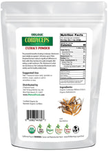 Back of the 1 lb bag image of Cordyceps Extract Powder Organic