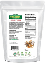 Back of the 1 lb bag image of Cordyceps Extract Powder Organic
