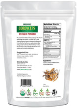 Back of the 5 lb bag image of Cordyceps Extract Powder Organic