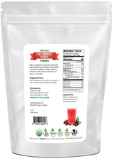 Photo of back of bag of 5 lb Cranberry Juice Powder - Organic