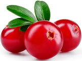 Three Cranberries on a white background.