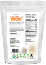 Crispy Puffed Quinoa - Organic back of the bag image 5 lb