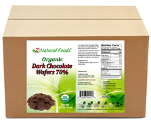 Photo of front and back label image of Dark Chocolate Wafers (70%) - Organic in bulk