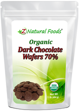 Photo of front of 1 lb bag of Dark Chocolate Wafers (70%) - Organic