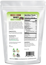 Photo of back of 1 lb bag of Dark Chocolate Whey Protein Isolate