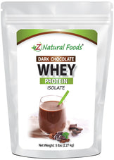 Photo of front of 5 lb bag of Dark Chocolate Whey Protein Isolate
