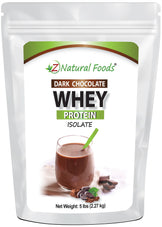Photo of front of 5 lb bag of Dark Chocolate Whey Protein Isolate