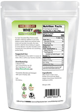 Photo of back of 1 lb bag of Dark Chocolate Whey Protein Isolate