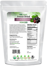 Elderberry Powder - Organic Freeze Dried back of the bag image 1 lb