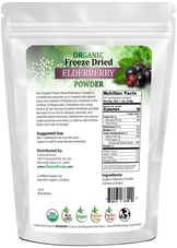 Elderberry Powder - Organic Freeze Dried back of the bag image 1 lb