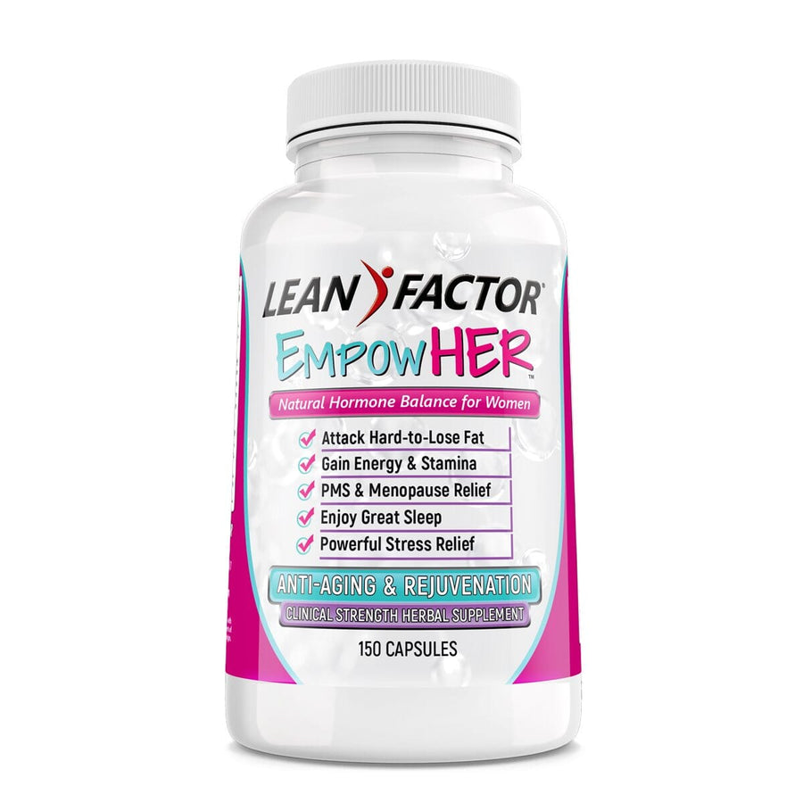 Close photo of bottle of EmpowHER - Ultimate Women's Health Formula Tonics Lean Factor 150 capsules per bottle