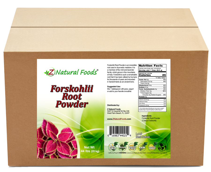 Forskohlii Root Powder front and back label image in bulk