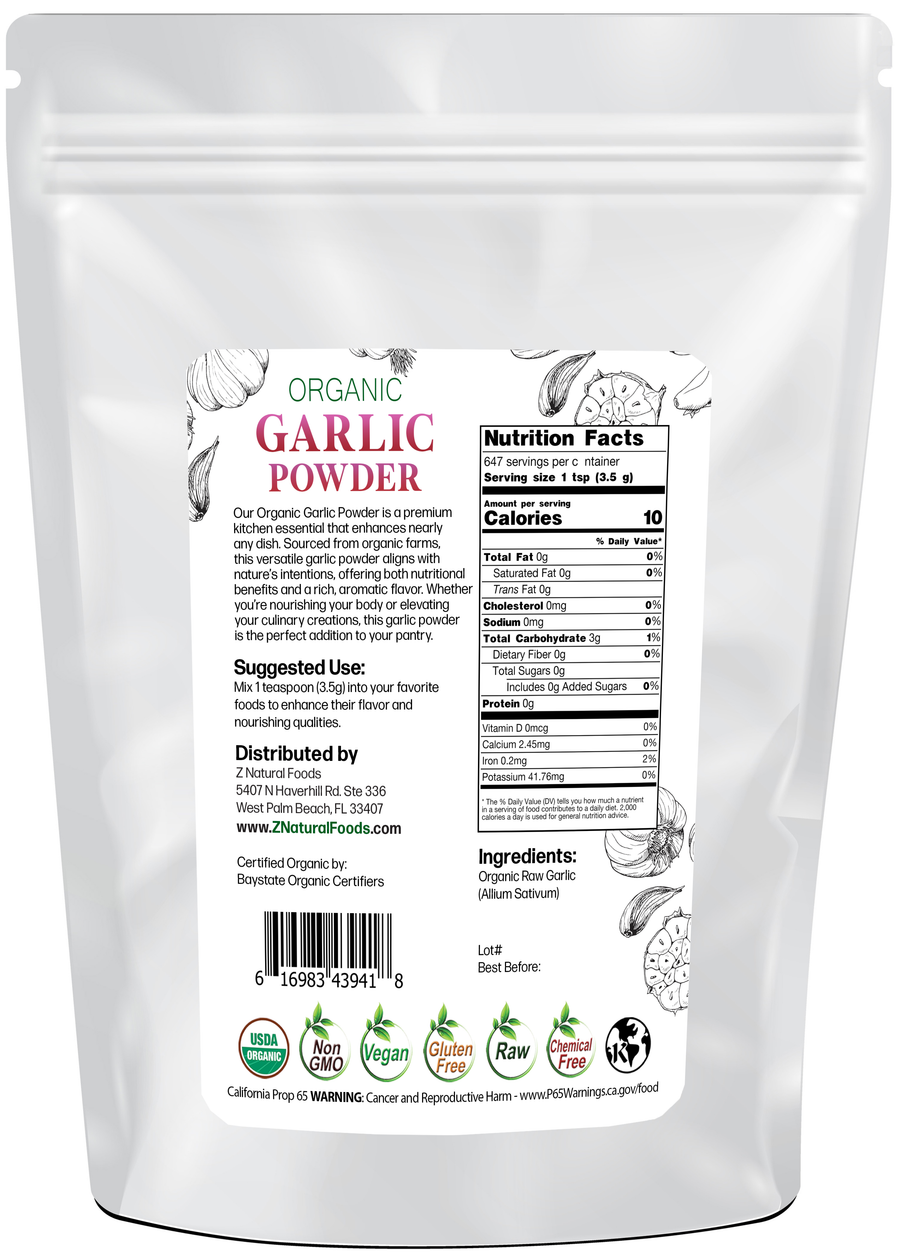 Back of the bag image of Garlic Powder - Organic 5 lb