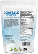 Photo of back of 1 lb bag of Goat Milk Powder