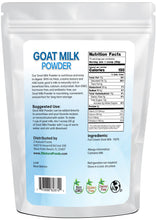 Photo of back of 5 lb bag of Goat Milk Powder