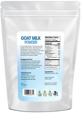 Photo of back of 5 lb bag of Goat Milk Powder