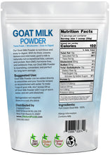 Photo of back of 5 lb bag of Goat Milk Powder