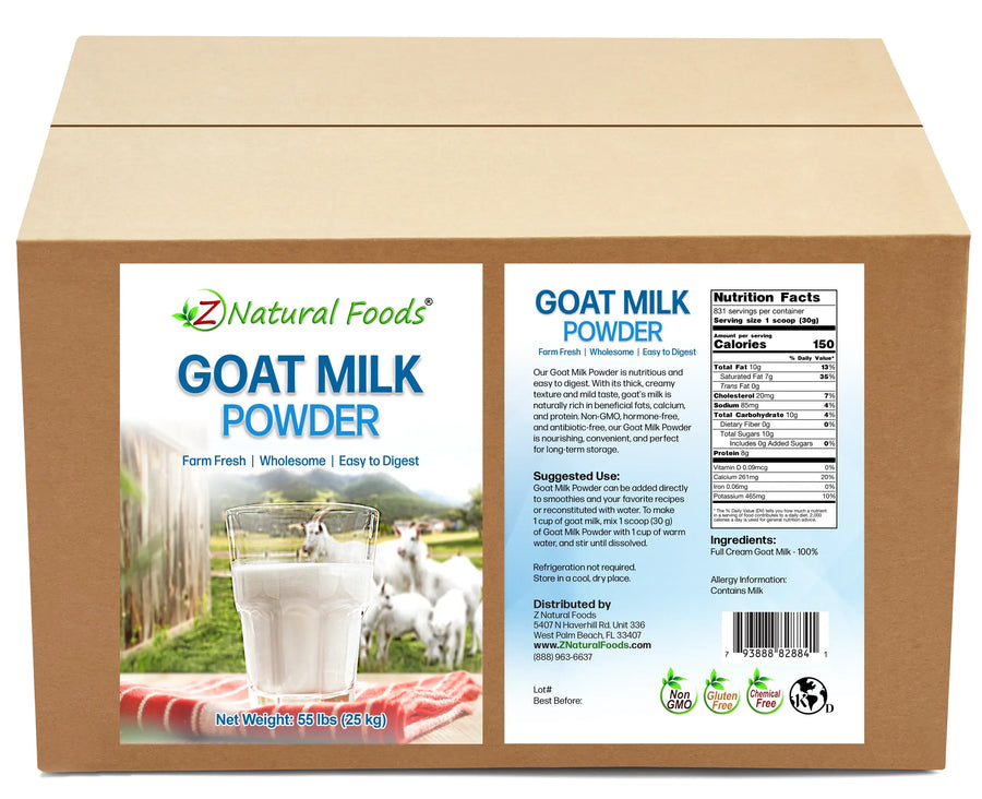 Photo of front and back label image of Goat Milk Powder in bulk