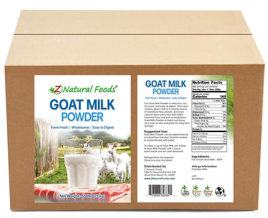 Photo of front and back label image of Goat Milk Powder in bulk