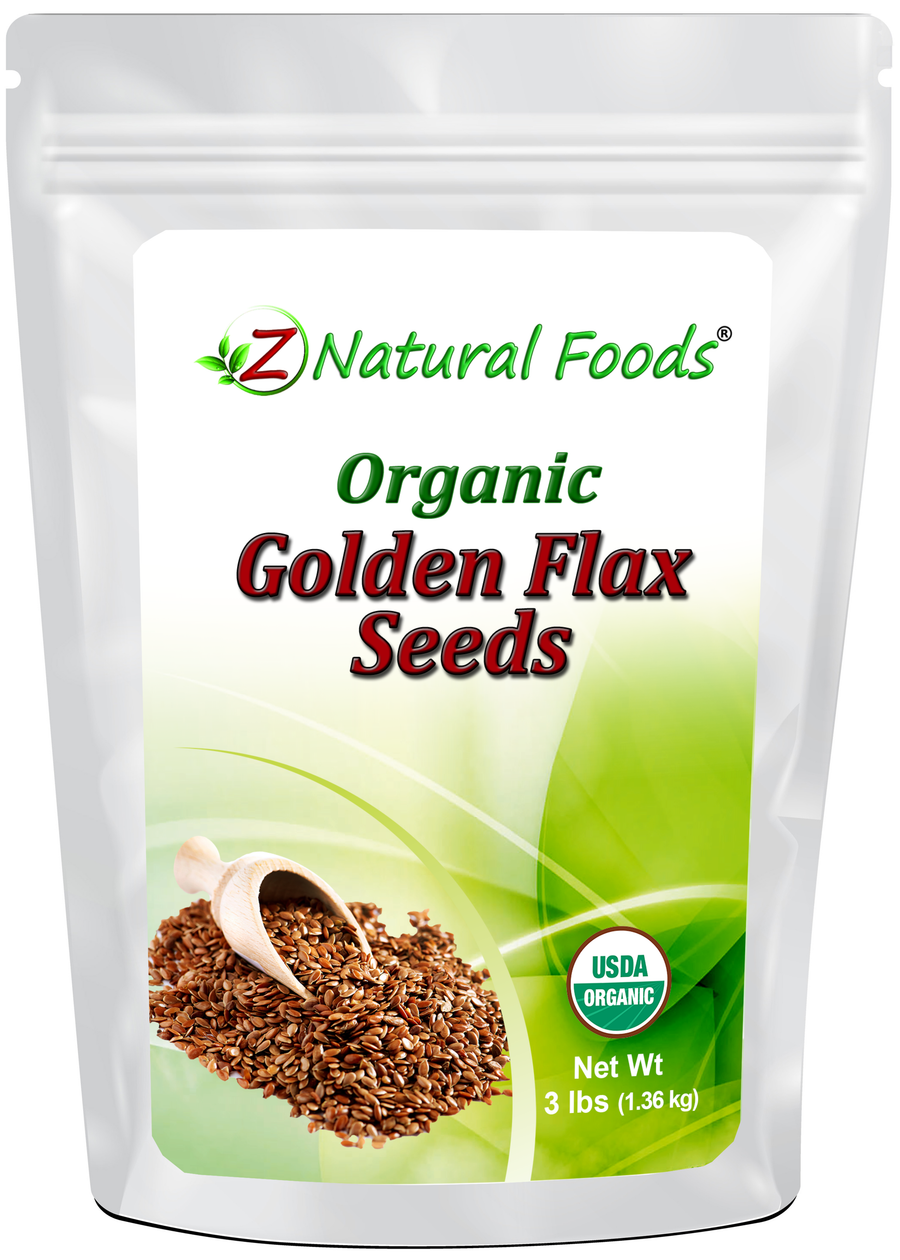 Photo of the front of 3 lb bag of Golden Flax Seeds - Organic