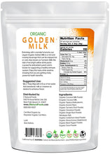 Photo of back of 1 lb bag of Golden Milk - Organic
