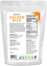Photo of back of 5 lb bag of Golden Milk - Organic