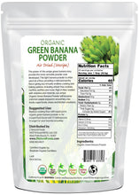 Green Banana Powder (Unripe) - Organic  back of the bag image 1 lb