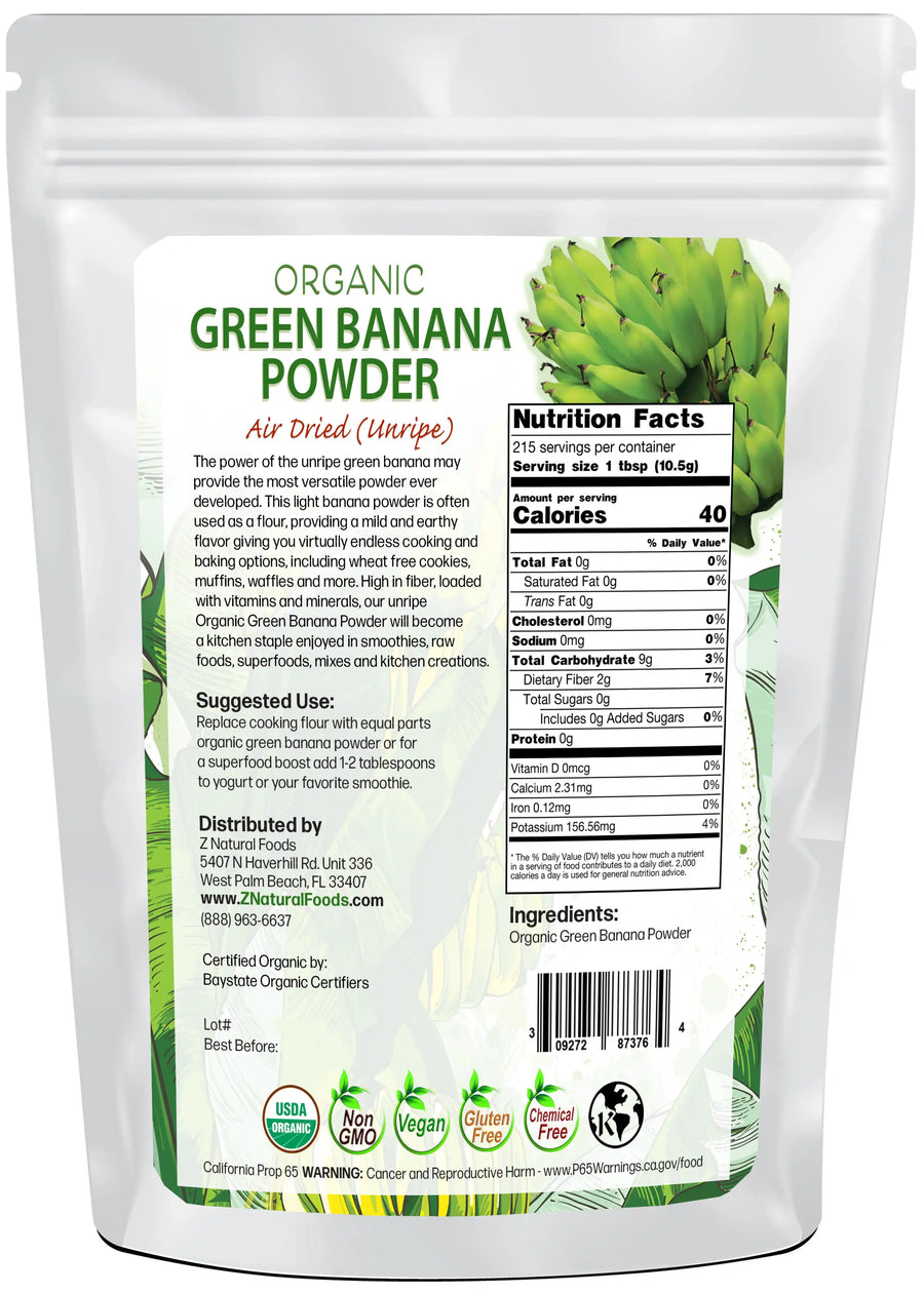 Green Banana Powder (Unripe) - Organic  back of the bag image 5 lb