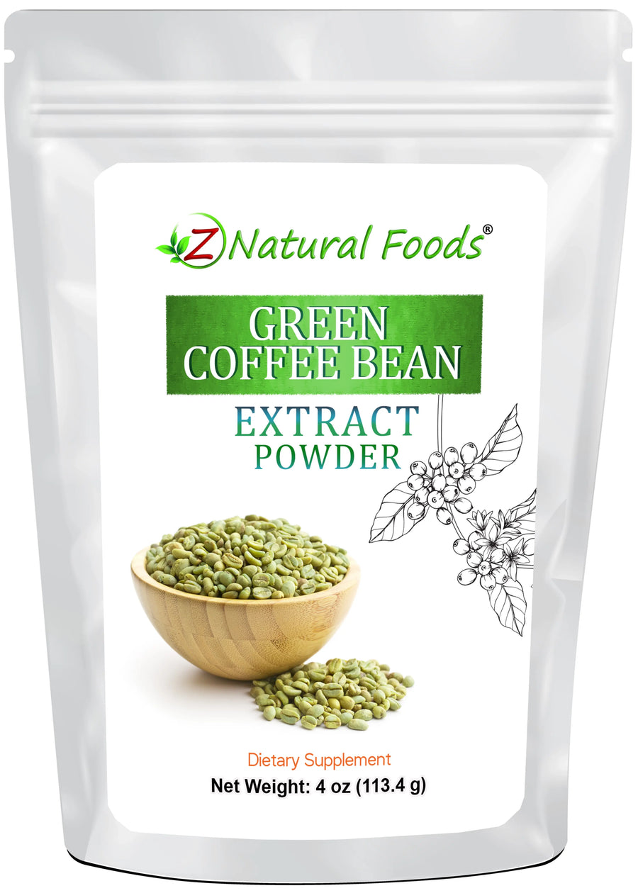 Photo of front of 4 oz bag of Green Coffee Bean Extract Powder