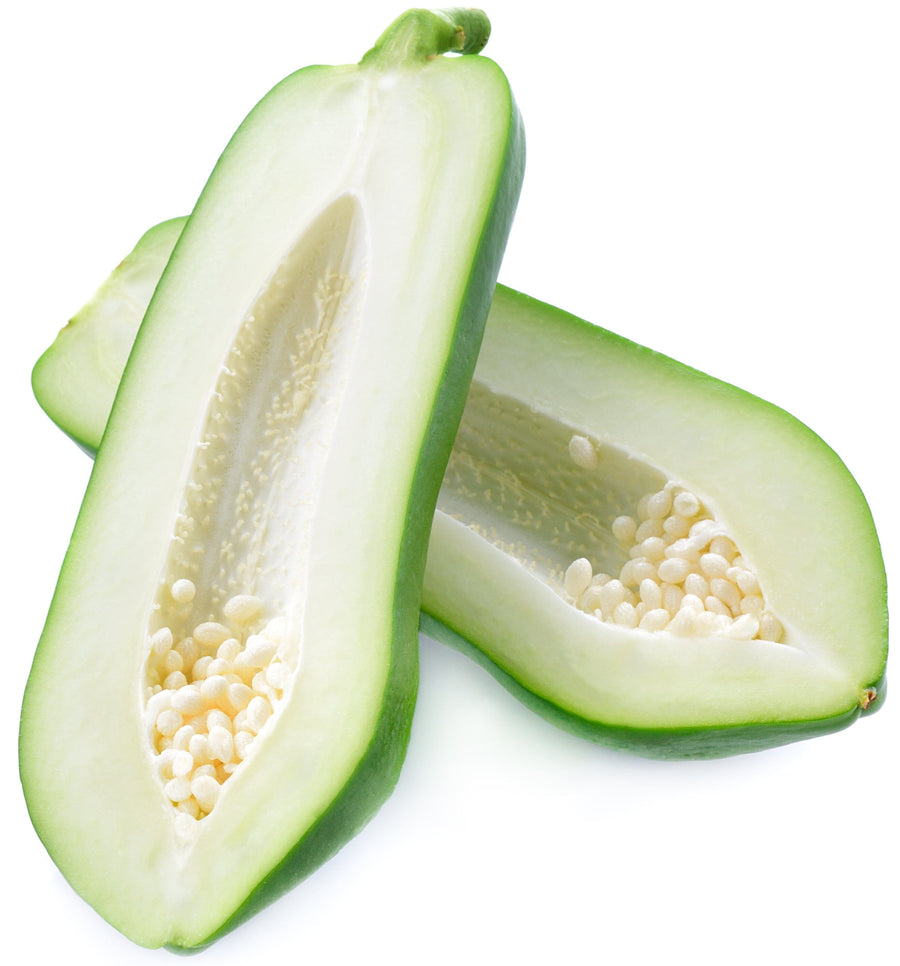 Image of a Green Papaya cut in half