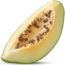 Image of a quartered green papaya