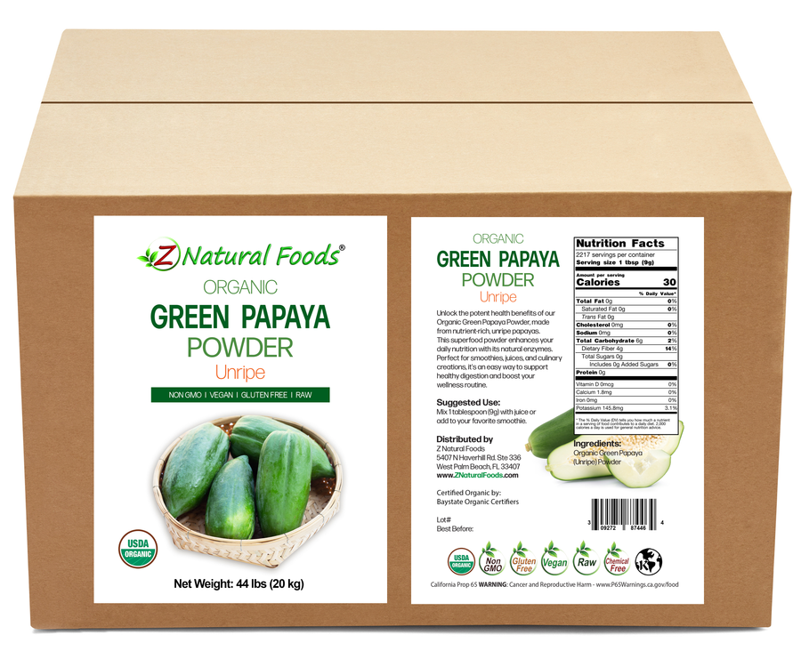 Front and back label image for Green Papaya Powder - Organic in bulk