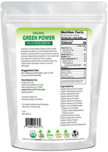Photo of back of 1 lb bag of Green Power - Organic Delicious Greens