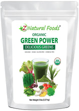 Photo of front of 5 lb bag of Green Power - Organic Delicious Greens