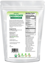 Photo of back of 5 lb bag of Green Power - Organic Delicious Greens