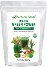 Photo of front of 1 lb bag of Green Power - Organic Delicious Greens