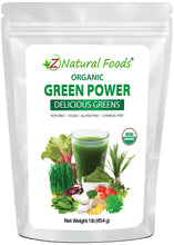 Photo of front of 1 lb bag of Green Power - Organic Delicious Greens