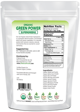 Green Power - Organic SuperGreens Blend back of the bag image 1 lb