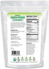 Green Power - Organic SuperGreens Blend back of the bag image 5 lb